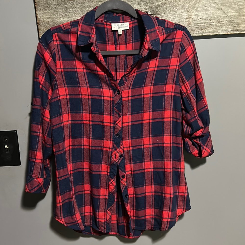 Buffalo plaid button down flannel shirt